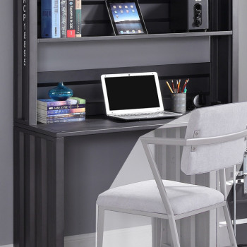 37897 Cargo Gunmetal Finish Metal Computer Desk & Hutch