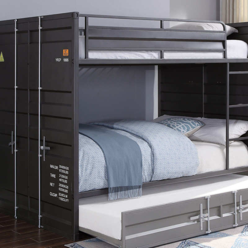 37895 Cargo Gunmetal Finish Metal Full over Full Bunk Bed