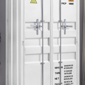 37889 Cargo White Metal Double Doors Wardrobe