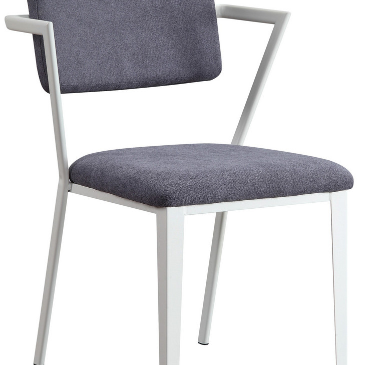 37888 Cargo Grey Fabric/White Metal Chair