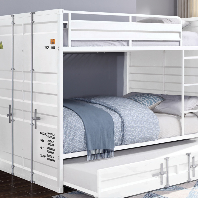 37885 Cargo White Metal Full over Full Bunk Bed