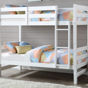 37785 Ronnie White Wood Twin over Twin Bunk Bed