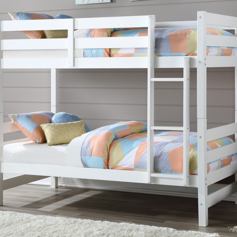 37785 Ronnie White Wood Twin over Twin Bunk Bed