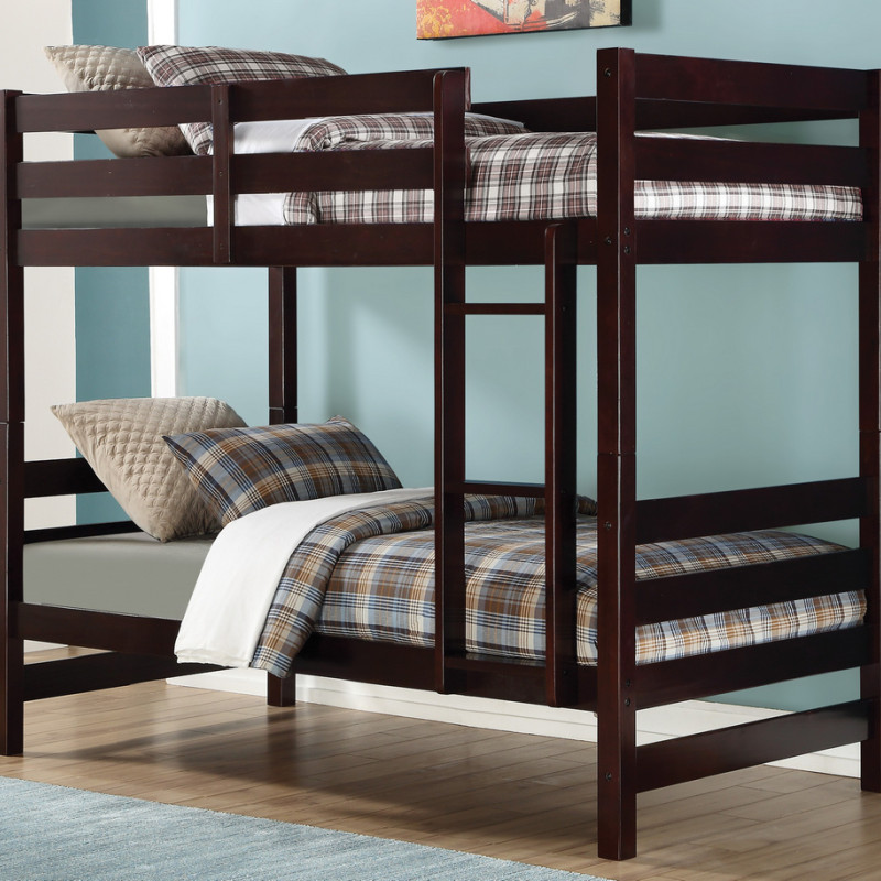 37775 Ronnie Espresso Wood Twin over Twin Bunk Bed