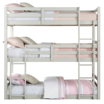 37420 Ronnie Light Gray Wood Triple Twin Bunk Bed