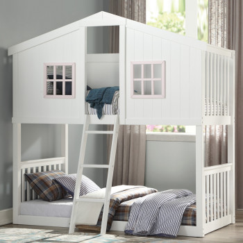 37410 Rohan Cottage White Wood Twin over Twin Bunk Bed