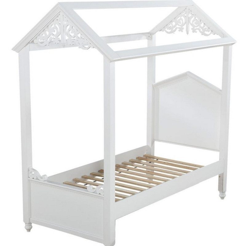 37345F Rapunzel White Wood Full Canopy Bed