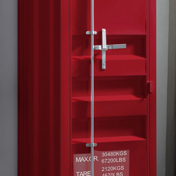 35955 Cargo Red Finish Metal Wardrobe w/Single Door