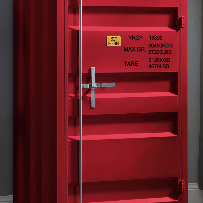 35954 Cargo Red Finish Metal Chest w/Single Door