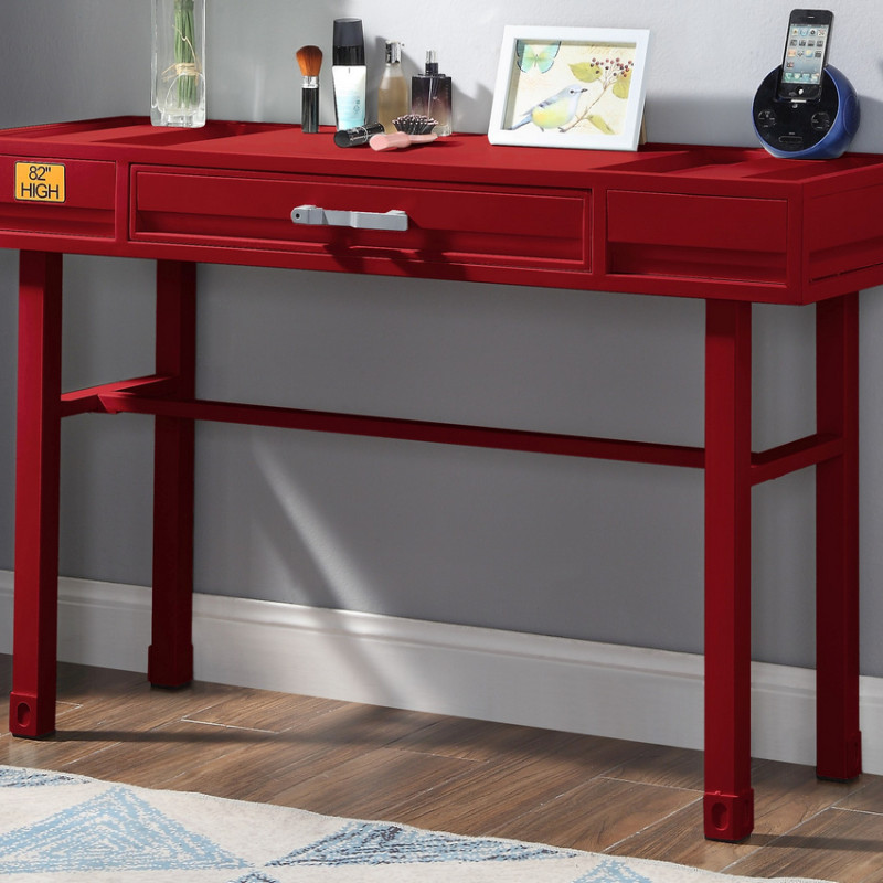 35953 Cargo Red Finish Metal/Wood Vanity Desk