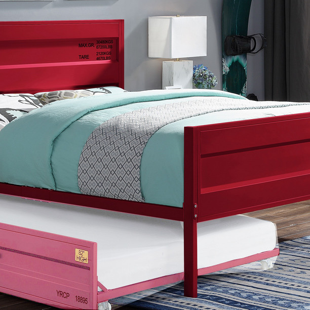 35950T Cargo Red Finish Metal Twin Bed