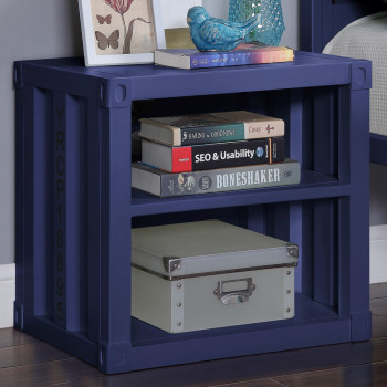 35937 Cargo Blue Finish Metal Nightstand w/2 Open Shelves & USB