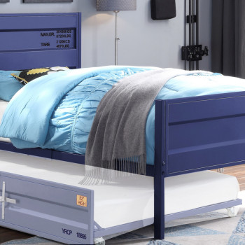35930T Cargo Blue Finish Metal Twin Bed