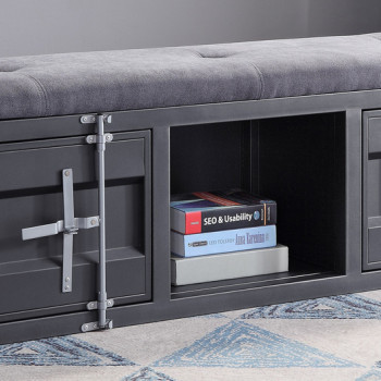 35927 Cargo Gunmetal Finish Metal/Fabric Bench w/Storage