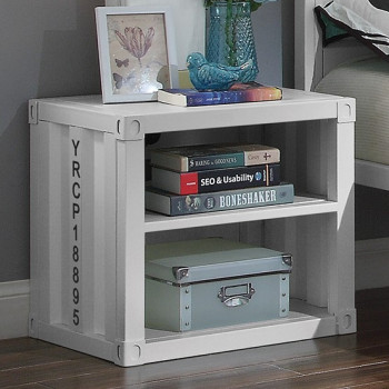 35907 Cargo White Metal Nightstand w/2 Open Shelves & USB