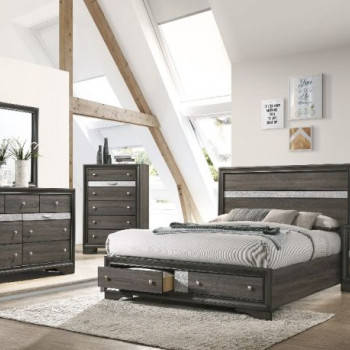 Naima Eastern King Bed w/Storage in Gray - Acme Furniture 25967EK