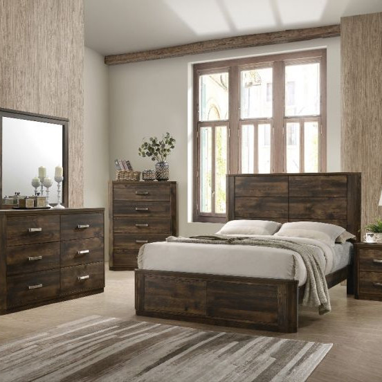 Elettra Queen Bed in Antique Walnut - Acme Furniture 24850Q