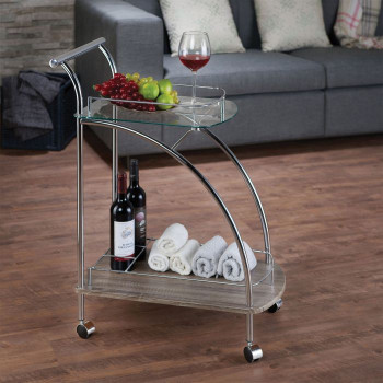 Badin Serving Cart in Chrome & Clear Glass - Acme Furniture 98272