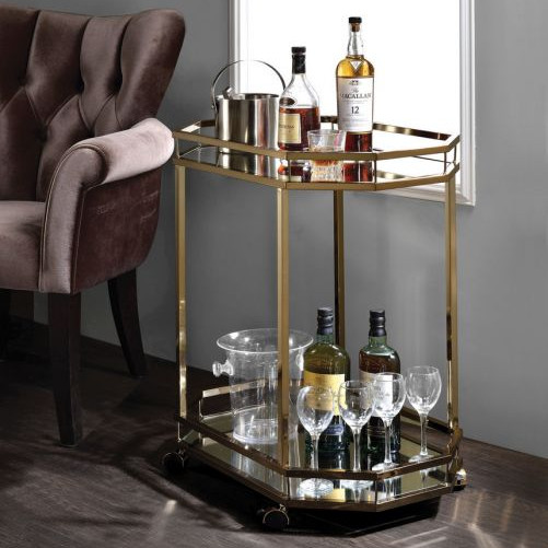 Lacole Serving Cart in Champagne & Mirror - Acme Furniture 98197