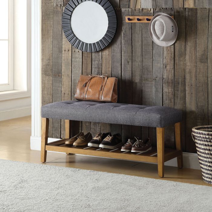 Charla Bench in Gray & Oak - Acme Furniture 96686