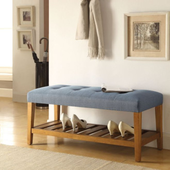 Charla Bench in Blue & Oak - Acme Furniture 96684