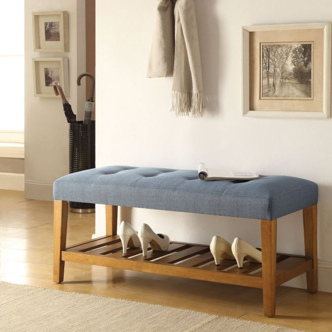 Charla Bench in Blue & Oak - Acme Furniture 96684