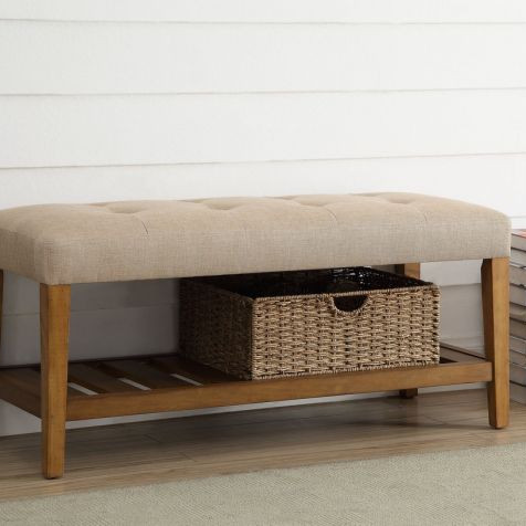 Charla Bench in Beige & Oak - Acme Furniture 96682