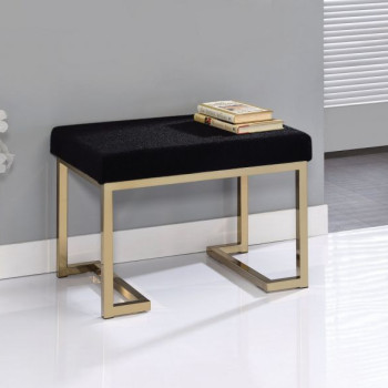 Boice Ottoman in Black Fabric & Champagne - Acme Furniture 96597