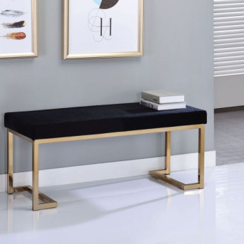 Boice Bench in Black Fabric & Champagne - Acme Furniture 96595