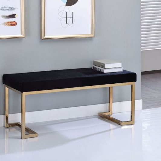 Boice Bench in Black Fabric & Champagne - Acme Furniture 96595
