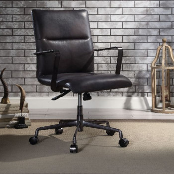 Indra Office Chair in Onyx Black Top Grain Leather - Acme Furniture 92569