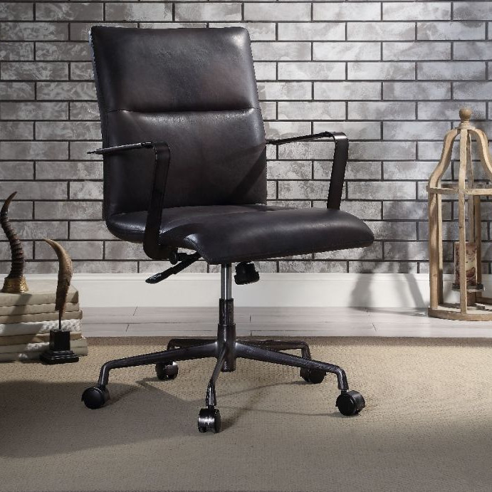 Indra Office Chair in Onyx Black Top Grain Leather - Acme Furniture 92569