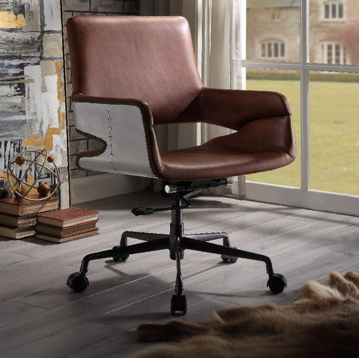 Kamau Office Chair in Vintage Cocoa Top Grain Leather - Acme Furniture 92567