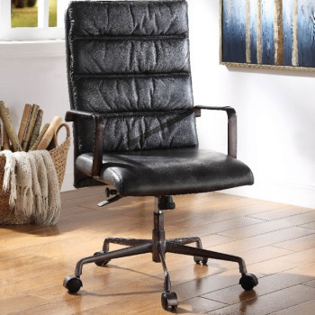 Jairo Office Chair in Brushed Black Top Grain Leather - Acme Furniture 92565