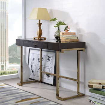 Boice Desk in Espresso PU & Champagne - Acme Furniture 92336