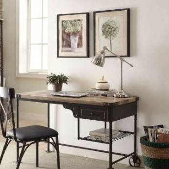 Itzel Desk in Antique Oak & Sandy Gray - Acme Furniture 92215