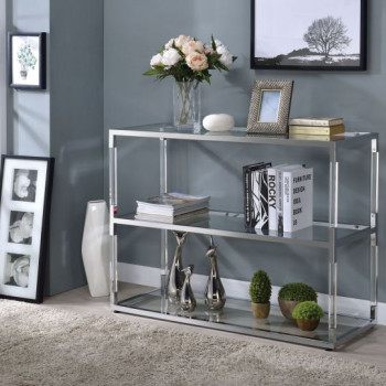 Raegan TV Stand in Clear Acrylic, Chrome & Clear Glass - Acme Furniture 91245