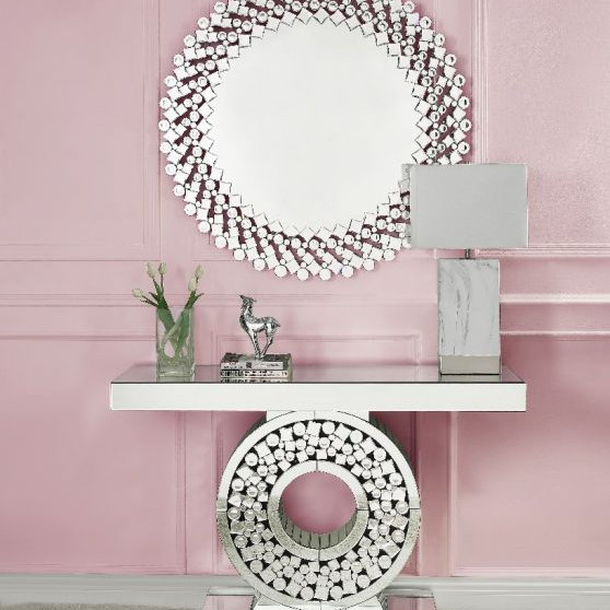 Kachina Console Table in Mirrored & Faux Gems - Acme Furniture 90502