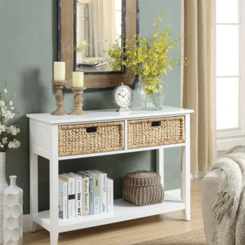 Flavius Console Table (2 Drw) in White - Acme Furniture 90262