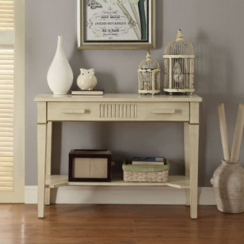 Siskou Console Table in Antique White - Acme Furniture 90176