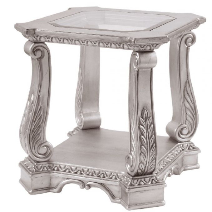 Northville End Table in Antique Champagne & Clear Glass - Acme Furniture 86932