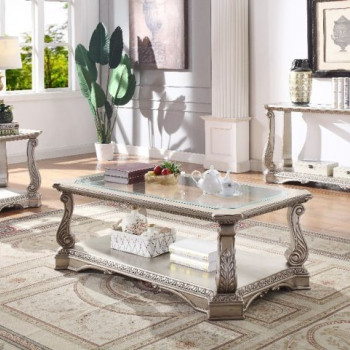 Northville Coffee Table in Antique Champagne & Clear Glass - Acme Furniture 86930