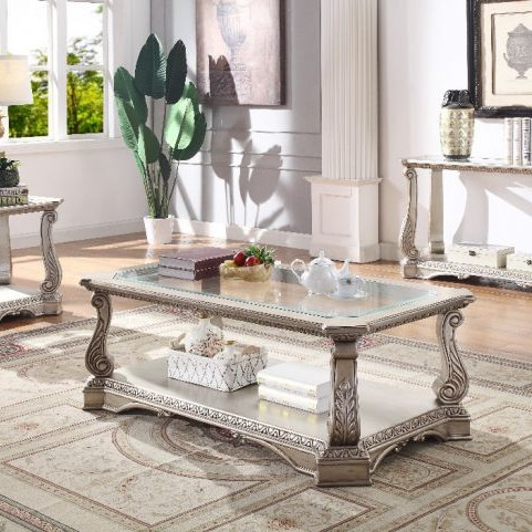 Northville Coffee Table in Antique Champagne & Clear Glass - Acme Furniture 86930