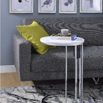 Litten Side Table in Cream & Chrome - Acme Furniture 84650