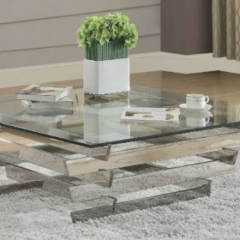 Salonius Coffee Table in Stainless Steel & Clear Glass - Acme Furniture 84610