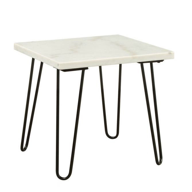 Telestis End Table in White Marble & Black - Acme Furniture 84502