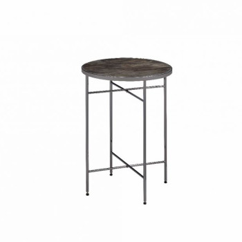 Bage Side Table in Marble & Black Nickel - Acme Furniture 83959
