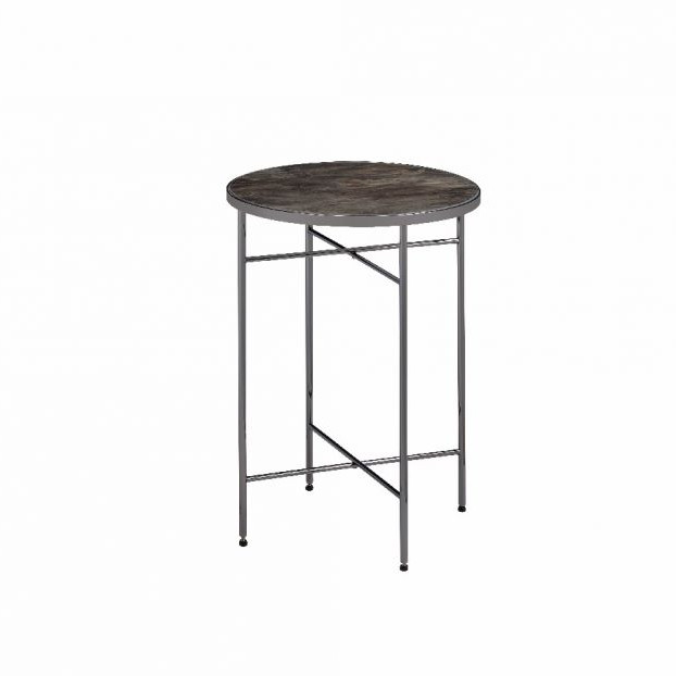 Bage Side Table in Marble & Black Nickel - Acme Furniture 83959