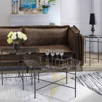 Bage Coffee Table in Marble & Black Nickel - Acme Furniture 83955