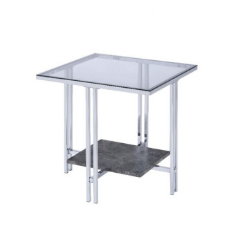 Liddell End Table in Chrome & Glass - Acme Furniture 83927